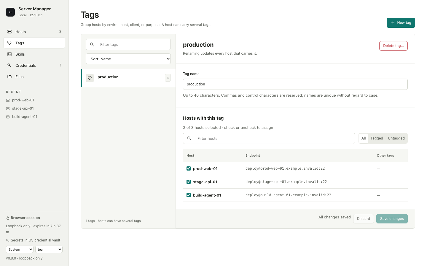 Tags list and draft membership editor